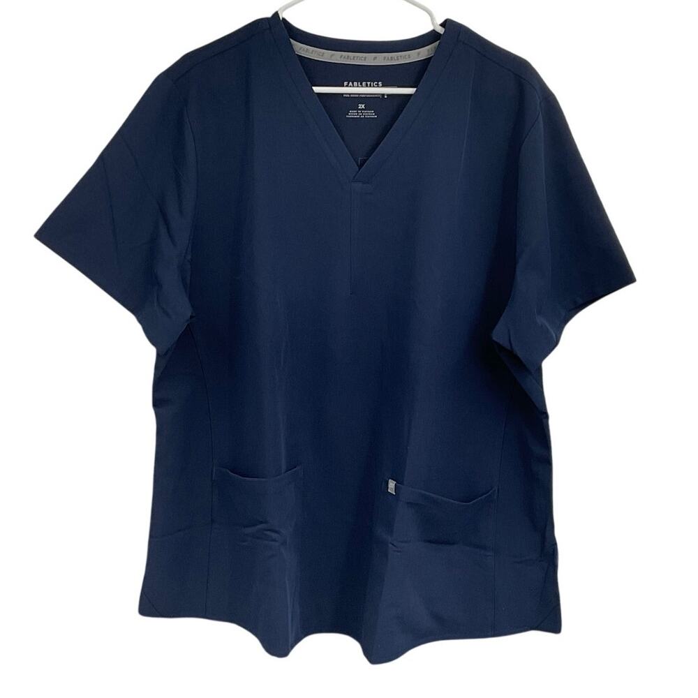 Fabletics Method 2 Pocket Scrub Top Navy 2x